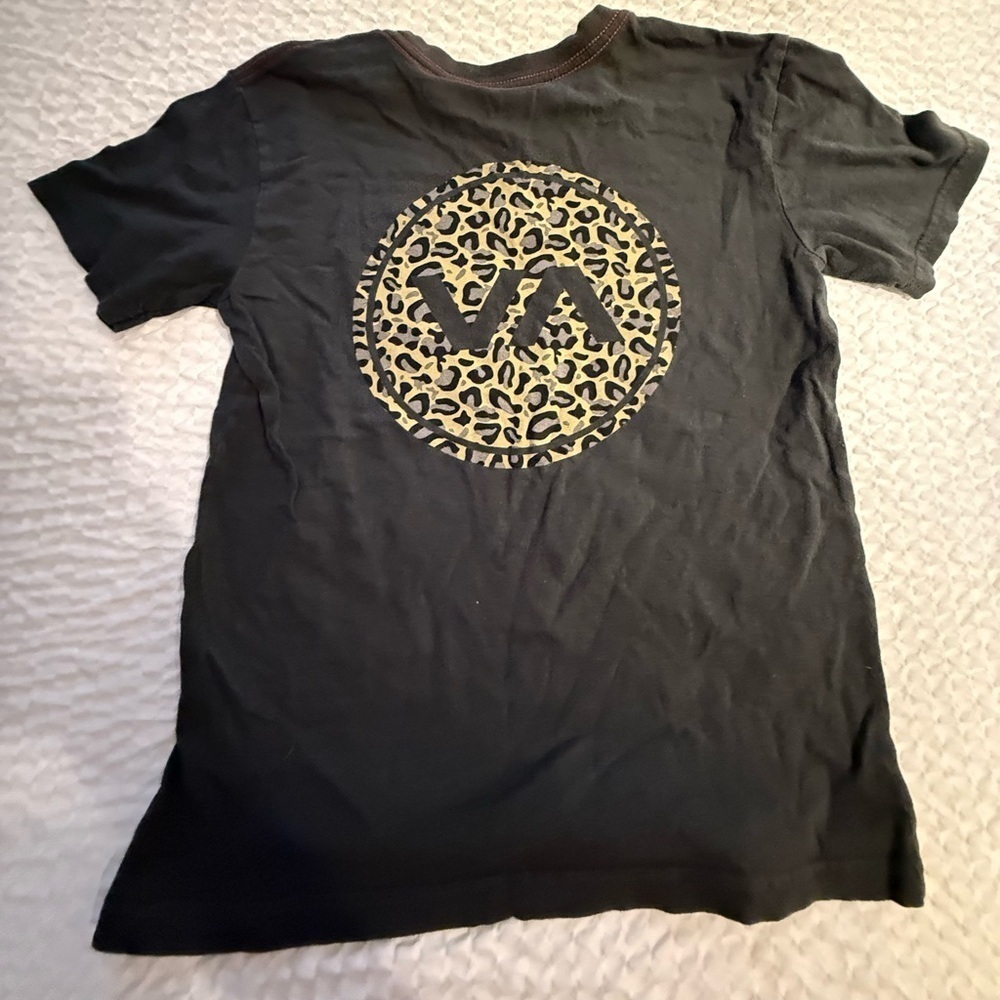 RVCA Black Tee with Gold Leopard Graphic - Picture 2 of 4